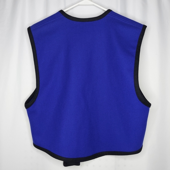 Beppa 2 Wool Vest Art Wear 90's Geometric Artsy Open Front Blue - Picture 2 of 6